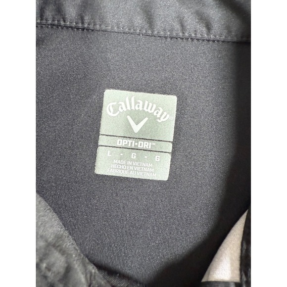 Callaway Opti Dri Mens L Golf Polo Shirt Black Gray Ombre Textured Short Sleeve - Picture 3 of 7